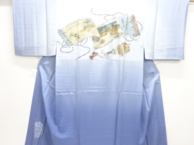 JAPANESE KIMONO / ANTIQUE MENS JUBAN / SILK / SCROLL & MANSION